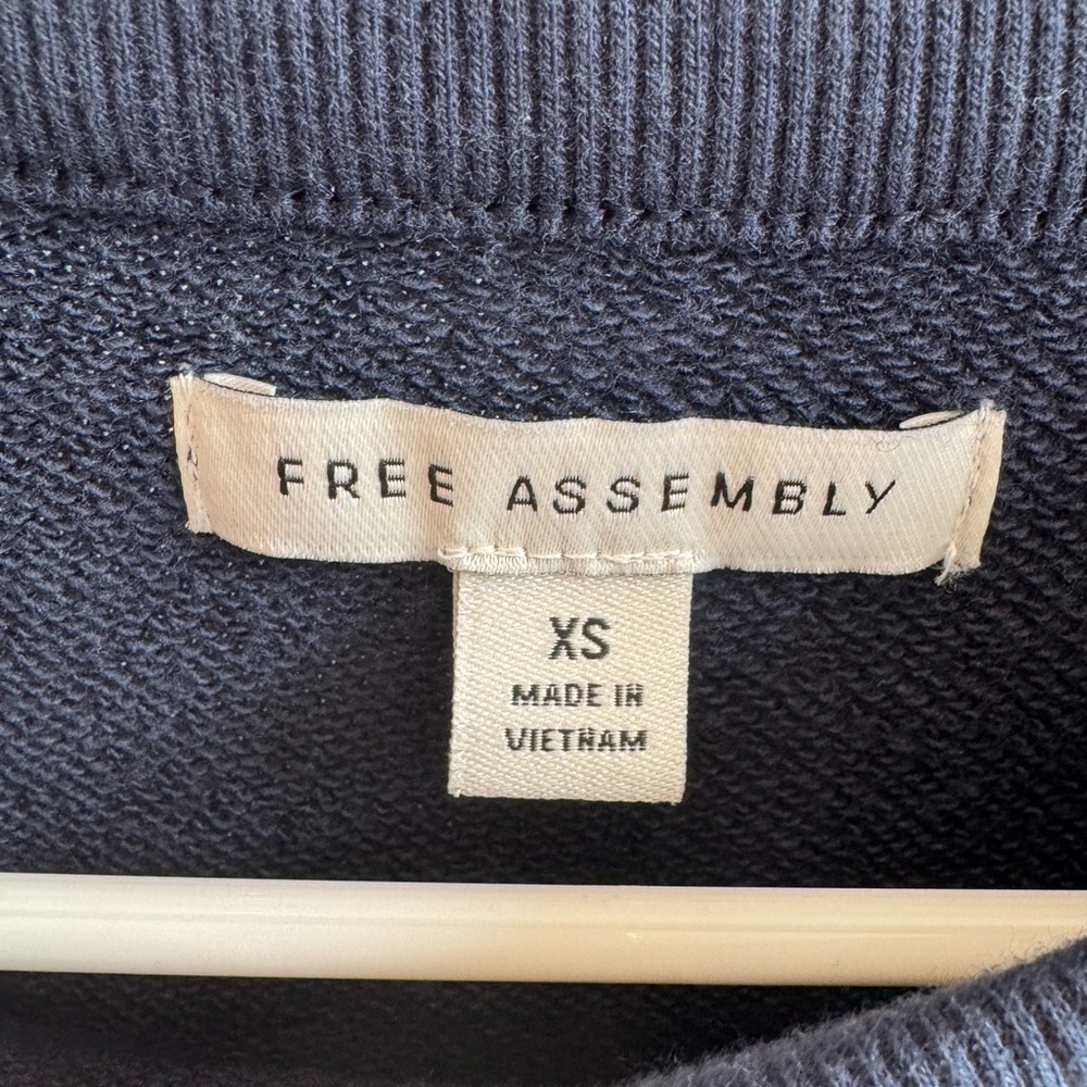 Free Assembly Navy and White Sweatshirt with Puff Sleeves​​ - Picture 2 of 5